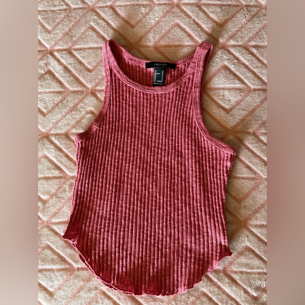 Forever 21 Women's Pink Ribbed Tank Top